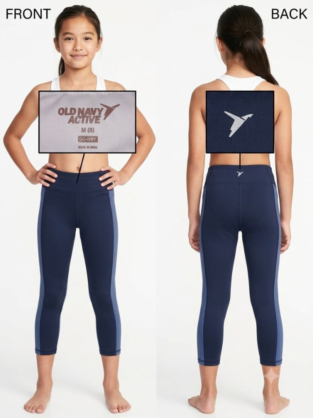 OLD NAVY ACTIVE GO DRY BRAND Girl's Navy/Blue Jogging Pants - Size M (8)